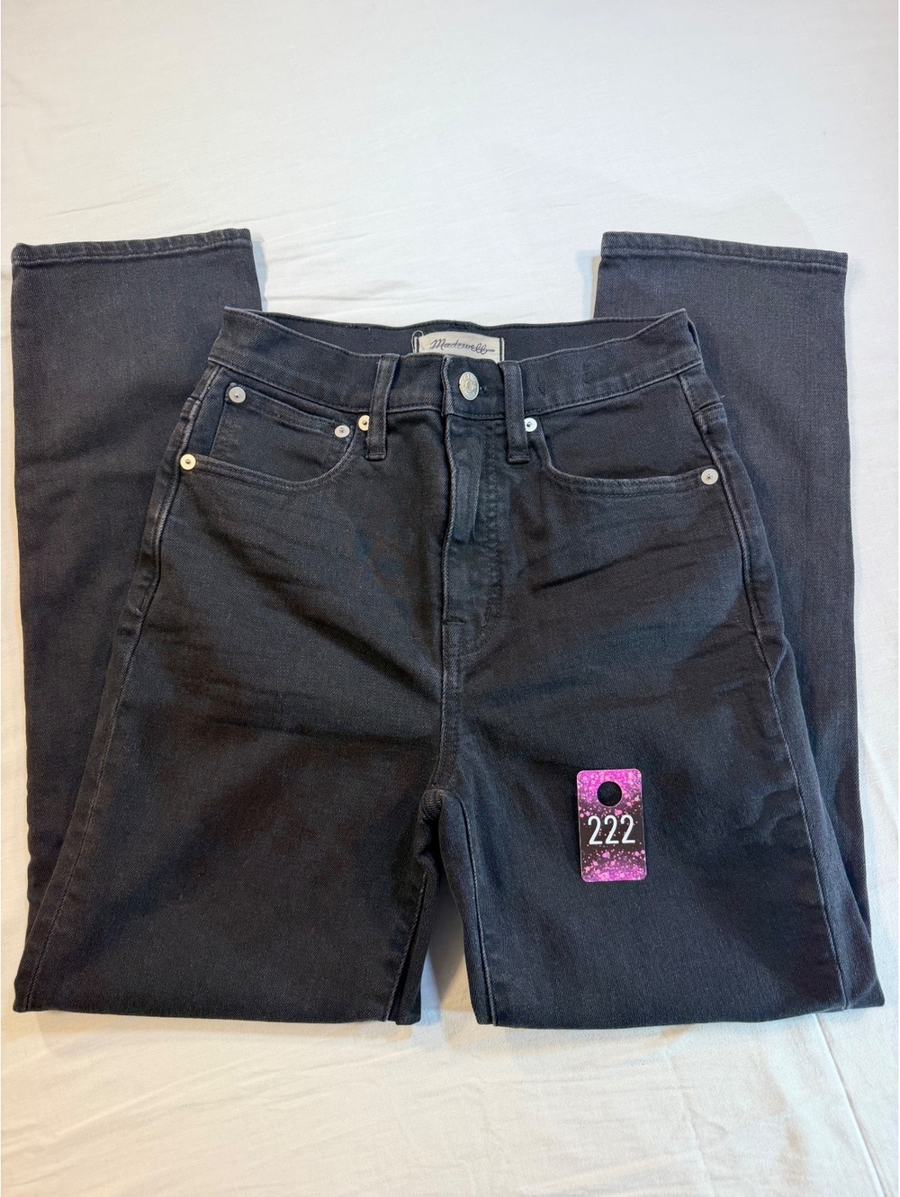 Madewell Classic Straight Jean in Black, Size 23